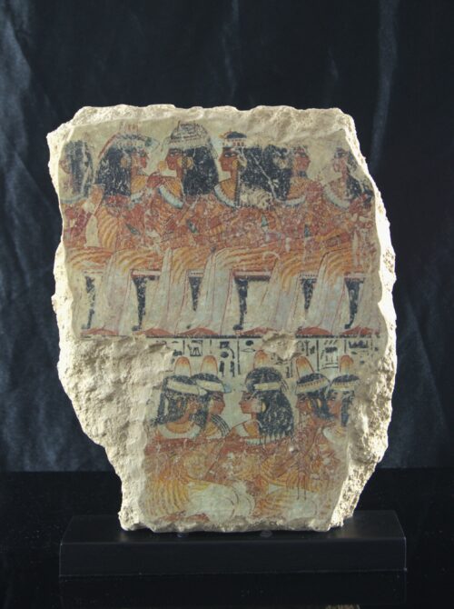 Fragmento de Fresco Funerario Egipcio: Mujeres en Banquete de la Tumba de Nebamun