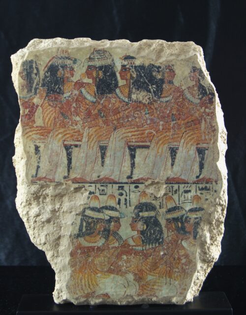 Fragmento de Fresco Funerario Egipcio: Mujeres en Banquete de la Tumba de Nebamun